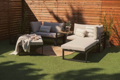 Garden Furniture Set SANTORINI  Black Aluminum & Beige Cushions